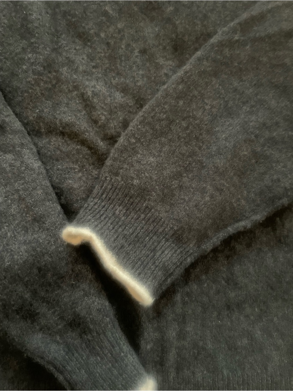 Free People Charcoal Gray Crewneck Sweater with Cream Trim - Picture 4 of 5
